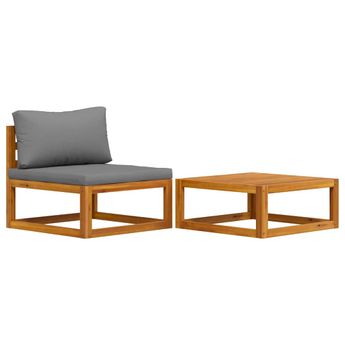 vidaXL 2 Piece Garden Sofa Set with Cushion Solid Acacia Wood