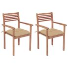 vidaXL Patio Chairs 2 pcs with Beige Cushions Solid Teak Wood
