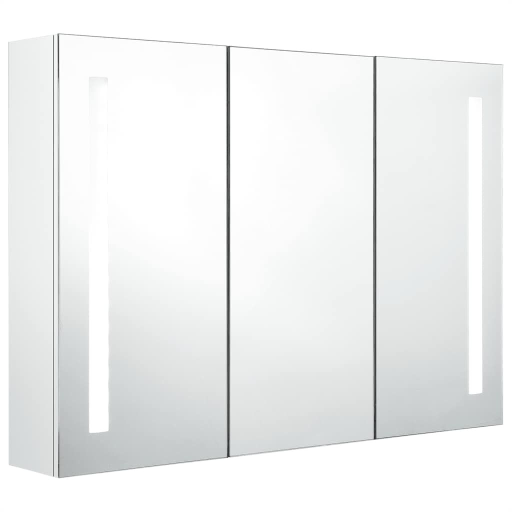 vidaXL LED Bathroom Mirror Cabinet 35"x5.5"x24.4" Shining White