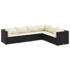 vidaXL 6 Piece Garden Lounge Set with Cushions Black Poly Rattan