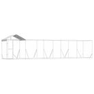 vidaXL Outdoor Dog Kennel with Roof Silver 10x2x2.5 m Galvanised Steel
