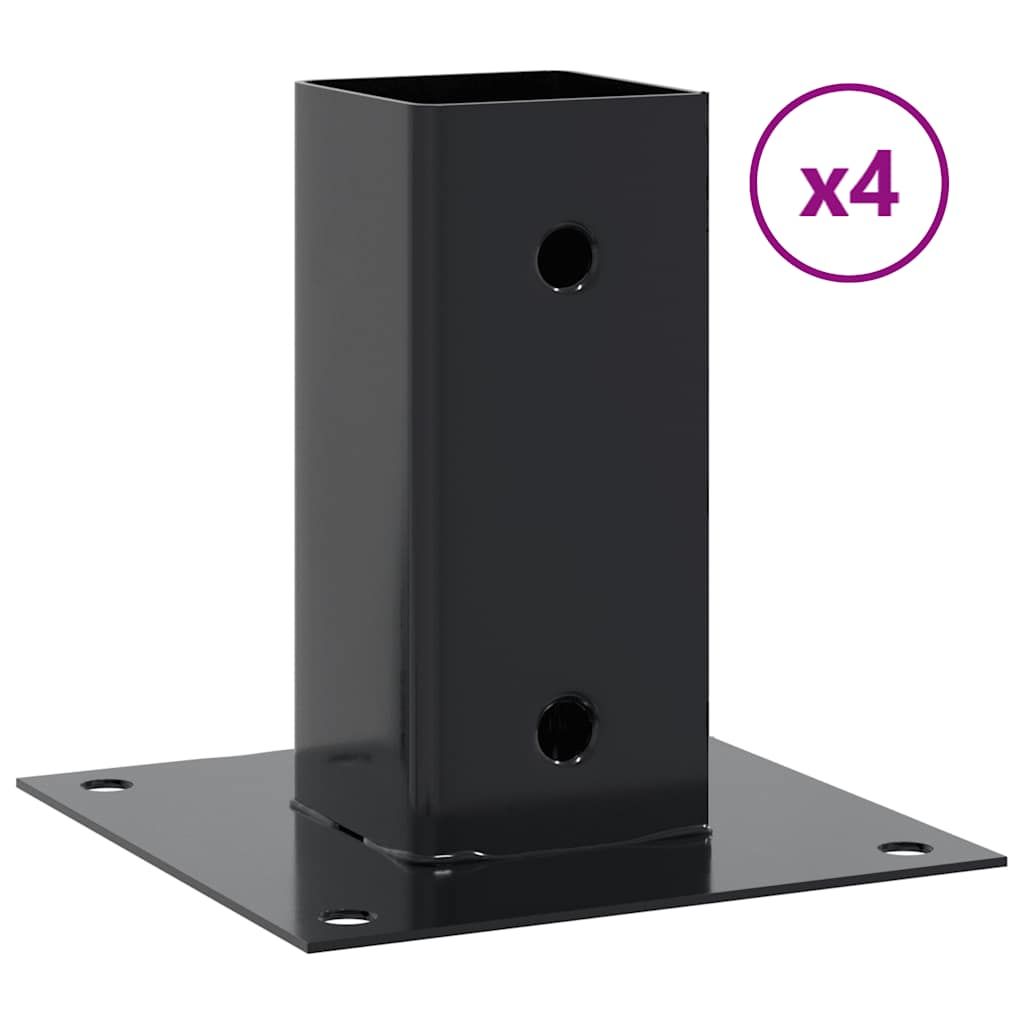 vidaXL Post Bases Square 4 pcs Anthracite 2.80x2.80" Powder-coated Steel