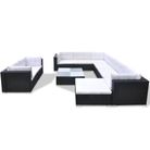 vidaXL 10 Piece Patio Lounge Set with Cushions Poly Rattan Black