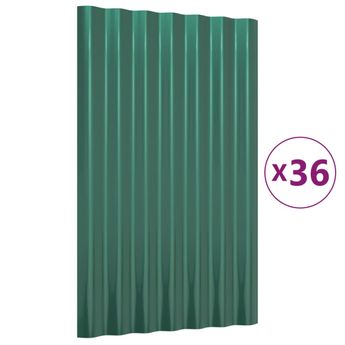 vidaXL Roof Panels 36 pcs Galvanized Steel Green 23.6"x14.2"
