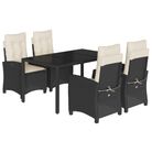 vidaXL 5 Piece Garden Dining Set with Cushions Black Poly Rattan