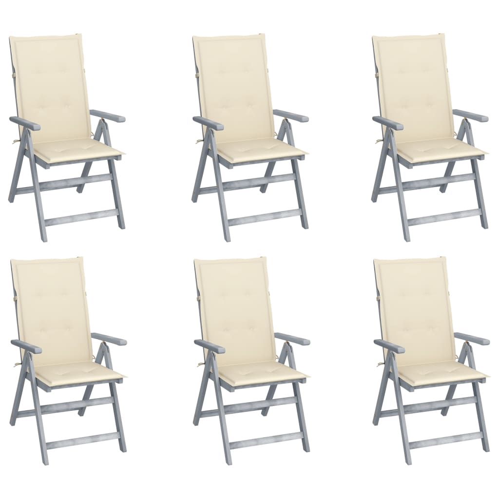 vidaXL Garden Reclining Chairs 6 pcs with Cushions Solid Acacia Wood