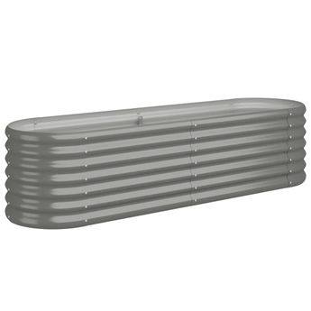 vidaXL Garden Raised Bed Galvanized Steel 59.8"x15.7"x14.2" Gray