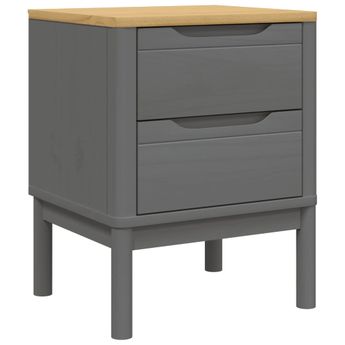 vidaXL Bedside Cabinet FLORO Gray 17.7"x15.4"x22.4" Solid Wood Pine