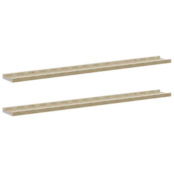 vidaXL Wall Shelves 2 pcs White and Sonoma Oak 100x9x3 cm