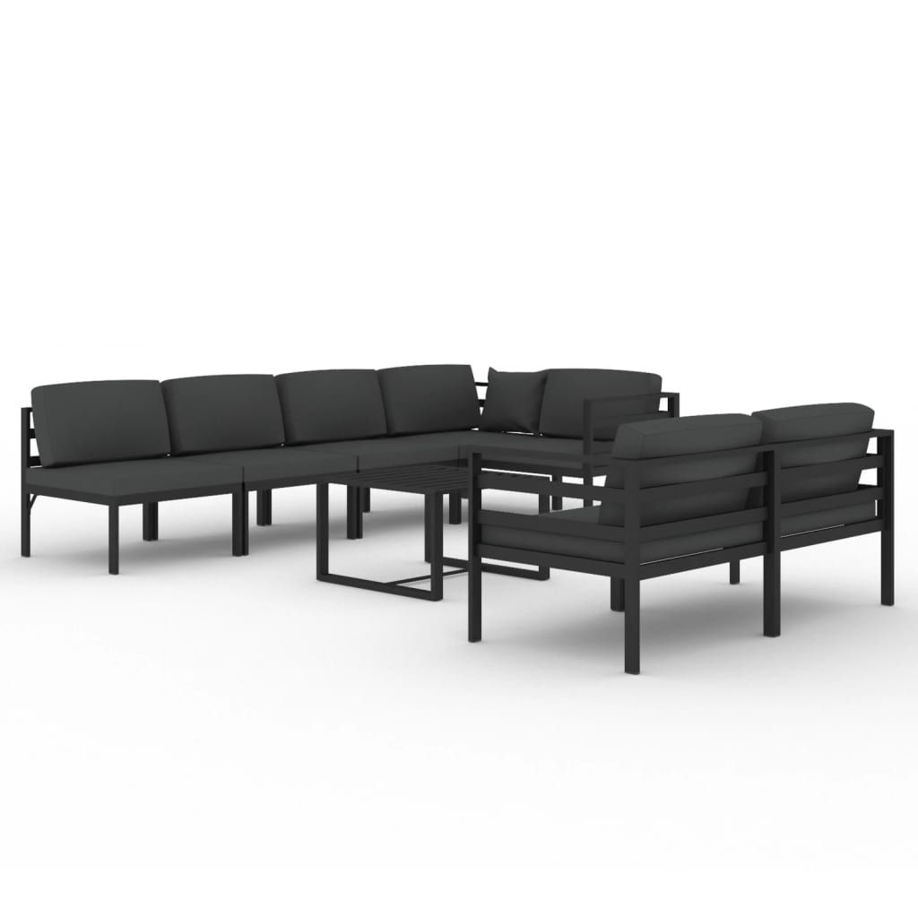 vidaXL 8 Piece Patio Lounge Set with Cushions Aluminum Anthracite