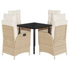 vidaXL 5 Piece Garden Dining Set with Cushions Beige Poly Rattan