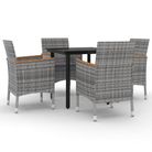vidaXL 5 Piece Garden Dining Set with Cushions Poly Rattan and Glass