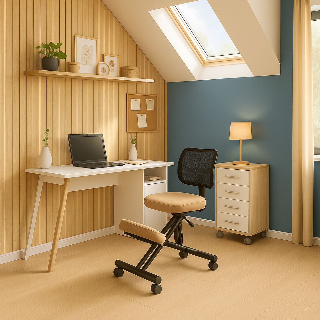 Work room in blue minimalism