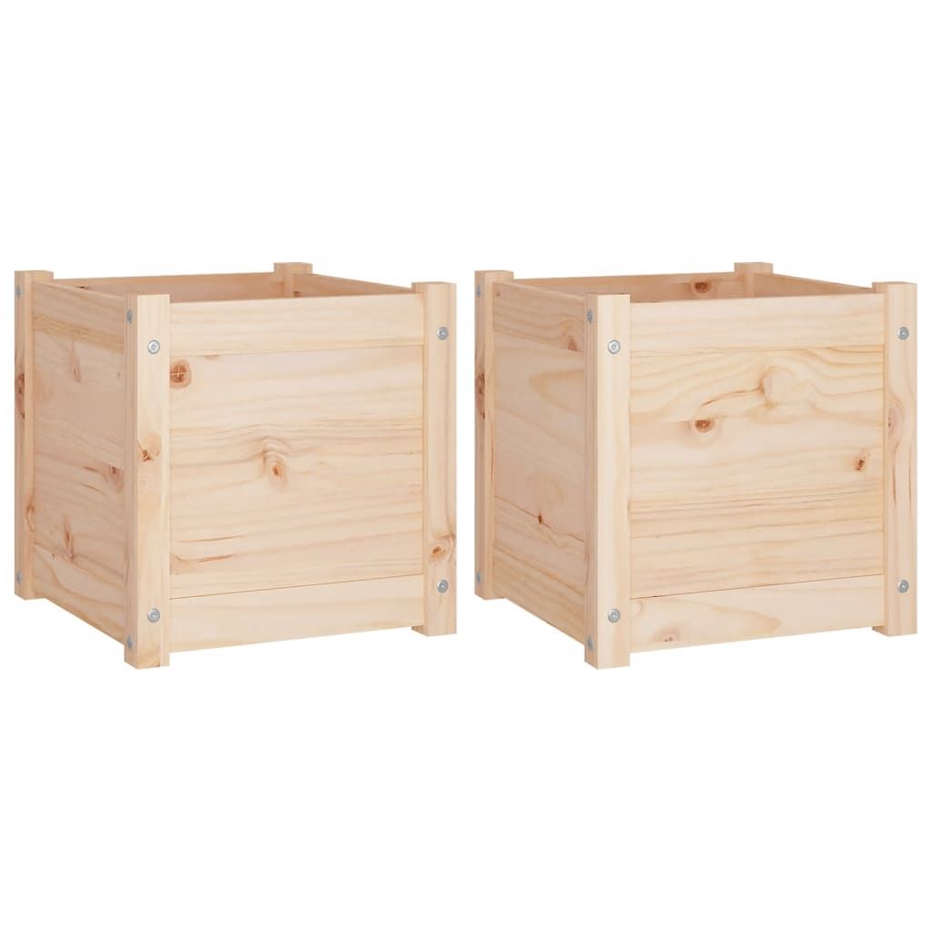 vidaXL Garden Planters 2 pcs 15.7"x15.7"x15.7" Solid Wood Pine