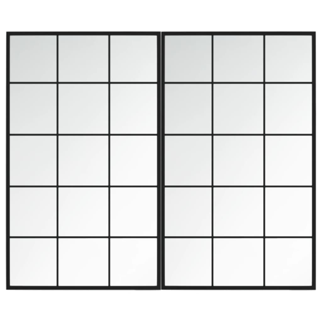 vidaXL Wall Mirrors 2 pcs Black 39.4"x23.6" Metal