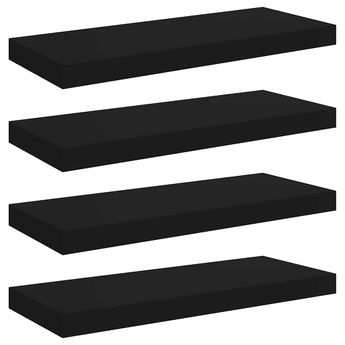 vidaXL Floating Wall Shelves 4 pcs Black 23.6"x9.3"x1.5" MDF