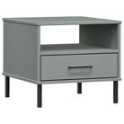 vidaXL Bedside Table with Metal Legs Grey Solid Wood Pine OSLO