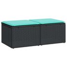 vidaXL 2 Piece Patio Sofa Set with Cushions Black Poly Rattan Acacia