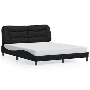 vidaXL Bed Frame without Mattress "Hvar" Black 59.8"x79.9" Faux Leather