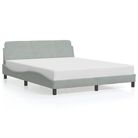 vidaXL Bed Frame "Dover" Light Gray 59.8"x79.9" Velvet