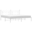 vidaXL Metal Bed Frame without Mattress with Headboard White 193x203cm
