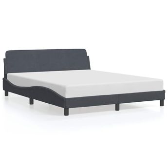 vidaXL Bed Frame "Dover" Dark Grey 152x203 cm Velvet
