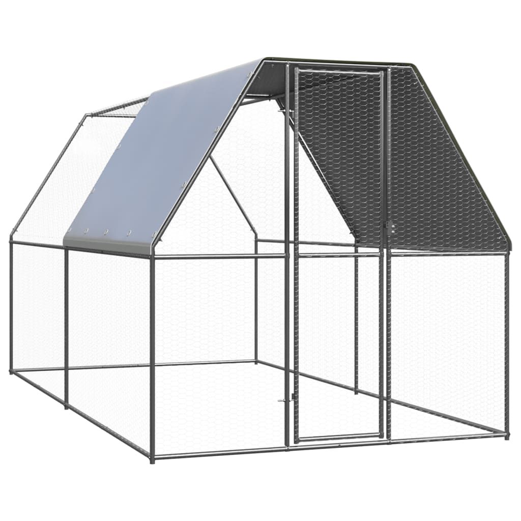 vidaXL Outdoor Chicken Cage 6.6'x13.1'x6.6' Galvanized Steel