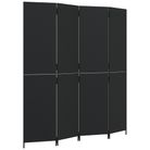 vidaXL Room Divider 4 Panels Black Poly Rattan