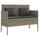 vidaXL Patio Bench with Cushions Gray Poly Rattan