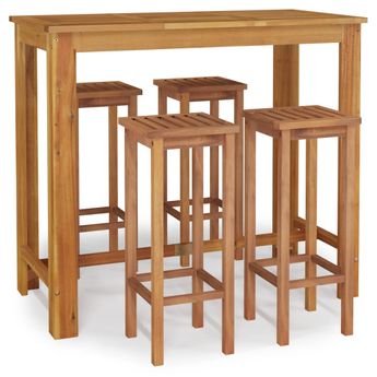 vidaXL 5 Piece Patio Bar Set Solid Wood Acacia