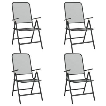 vidaXL Folding Patio Chairs 4 pcs Expanded Metal Mesh Anthracite