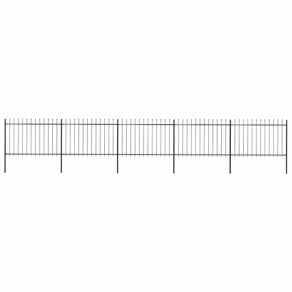 vidaXL Garden Fence with Spear Top Steel 892.5x120 cm Black