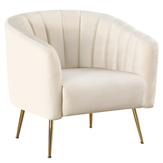 Design armchair, beige Velvet fabric/gold chrome-gold, BAGY