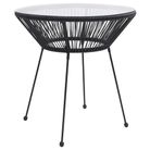 vidaXL Garden Dining Table Black Ø70x74 cm Rattan and Glass