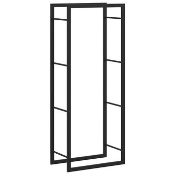 vidaXL Firewood Rack Matt Black 19.7"x11"x52" Steel
