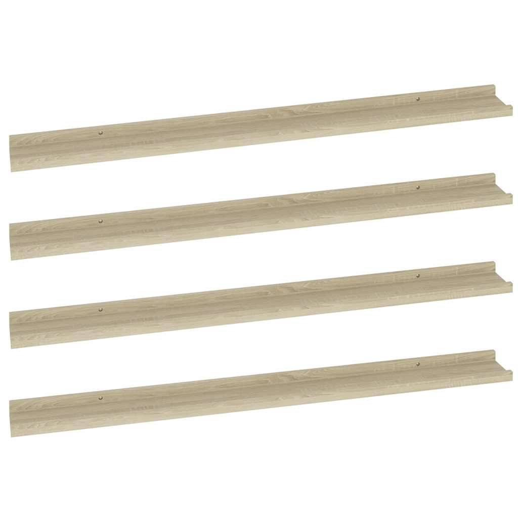 vidaXL Wall Shelves 4 pcs Sonoma Oak 100x9x3 cm