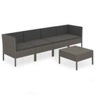 vidaXL 5 Piece Patio Lounge Set with Cushions Poly Rattan Gray