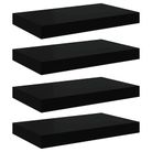 vidaXL Floating Wall Shelves 4 pcs Black 15.7"x9.1"x1.5" MDF