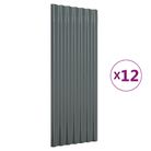vidaXL Roof Panels 12 pcs Galvanised Steel Anthracite 100x36 cm