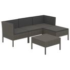 vidaXL 5 Piece Patio Lounge Set with Cushions Poly Rattan Gray