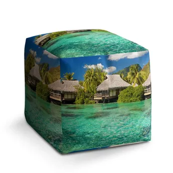 Sablio Taburet Cube Chatky na moři - 60x60x60 cm