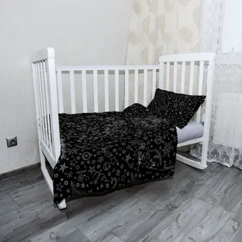 Sablio Vánoční dětské povlečení do postýlky Vánoce na černé - 120x90 / 40x60