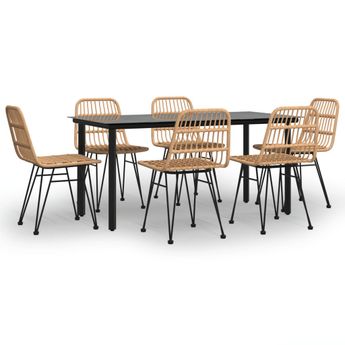 vidaXL 7 Piece Garden Dining Set Poly Rattan