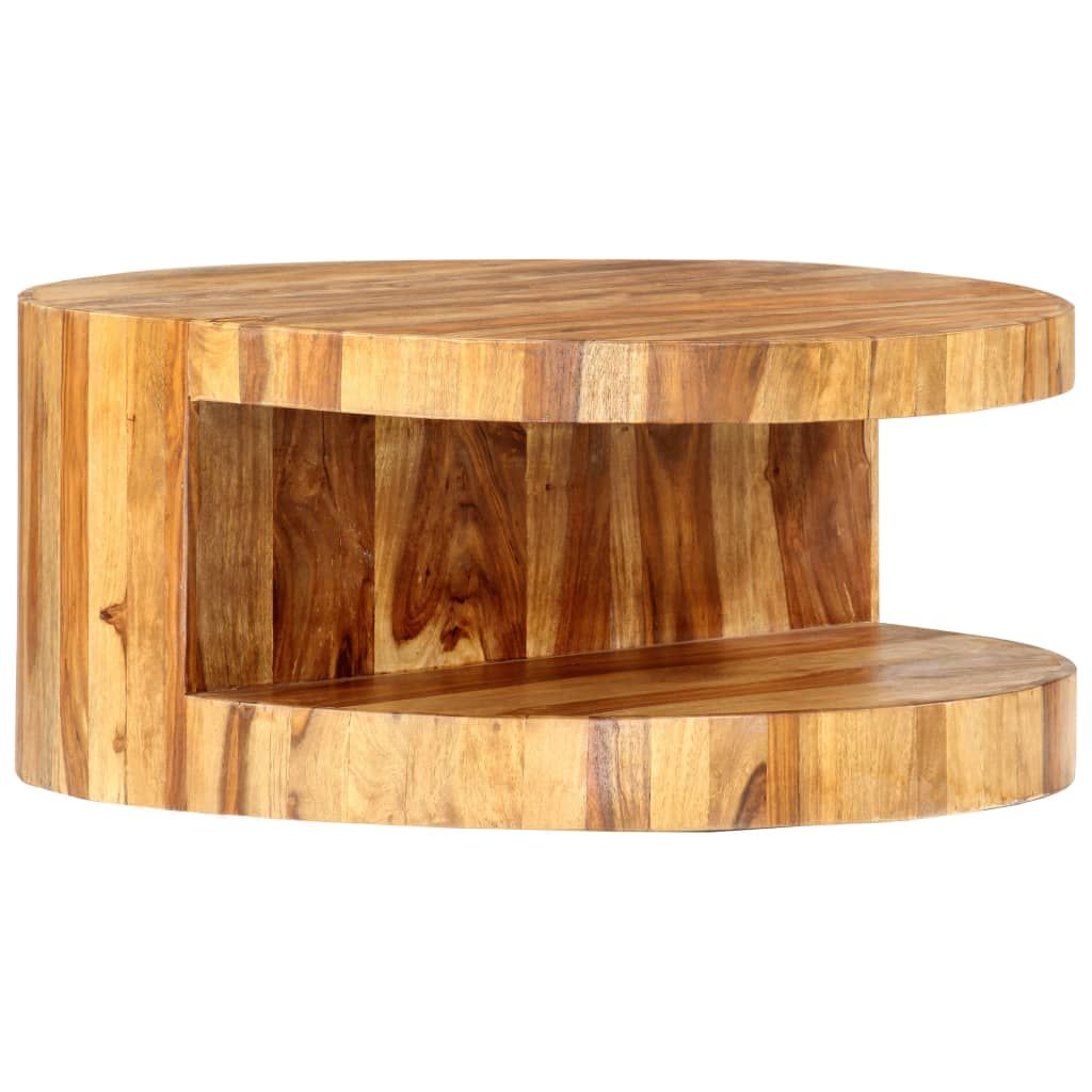 vidaXL Round Coffee Table 25.6"x11.8" Solid Acacia Wood
