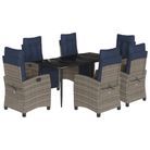 vidaXL 7 Piece Garden Dining Set with Cushions Grey Poly Rattan