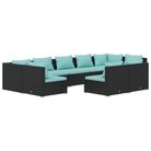 vidaXL 9 Piece Patio Lounge Set with Cushions Black Poly Rattan