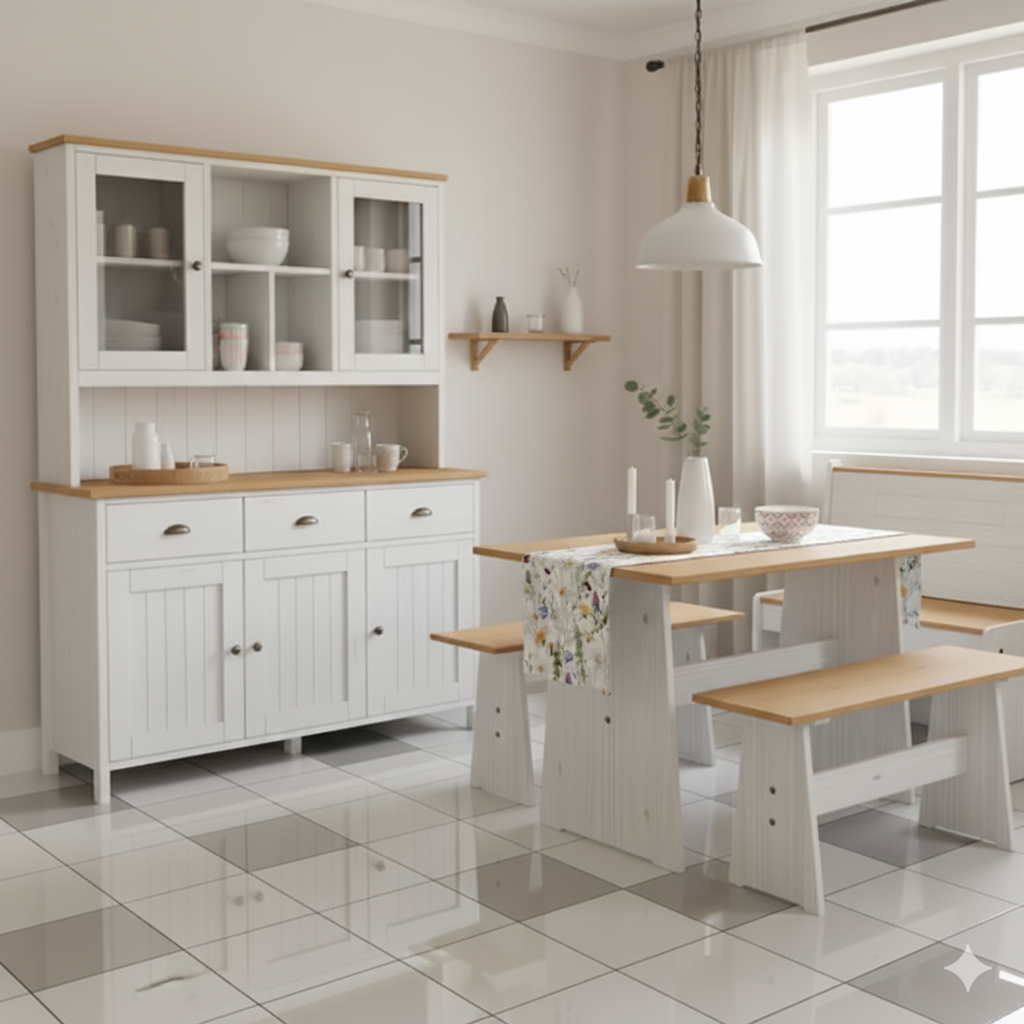 Modern white dining room
