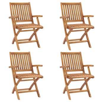 vidaXL Folding Garden Chairs 4 pcs Solid Teak Wood