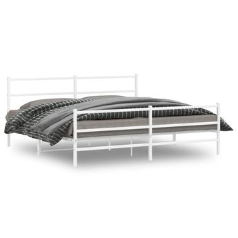 vidaXL Metal Bed Frame without Mattress with FootboardÂ White 76"x79.9"