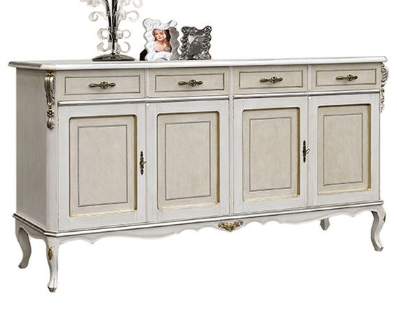Estila Luxury classic four-door sideboard Clasica made of solid wood with carved decoration on chippendale legs 192cm